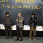 La cinquina dei finalisti (meno i due assenti giustificati) all'inaugurazione del festival. Fra i due presentatori: Gianni Biondillo, Leonardo Gori, Stefano Tura.