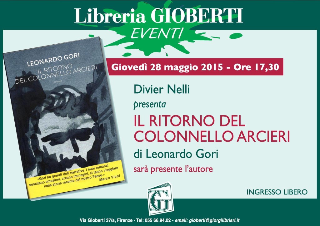 Libreria gioberti Firenze giovedì 28 maggio
